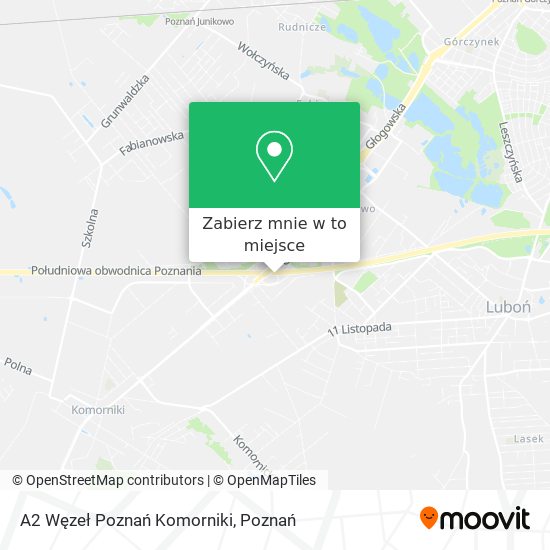 Mapa A2 Węzeł Poznań Komorniki