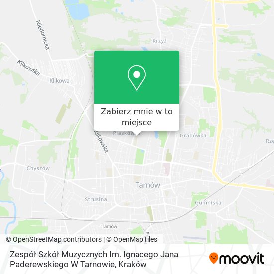 Mapa Zespół Szkół Muzycznych Im. Ignacego Jana Paderewskiego W Tarnowie