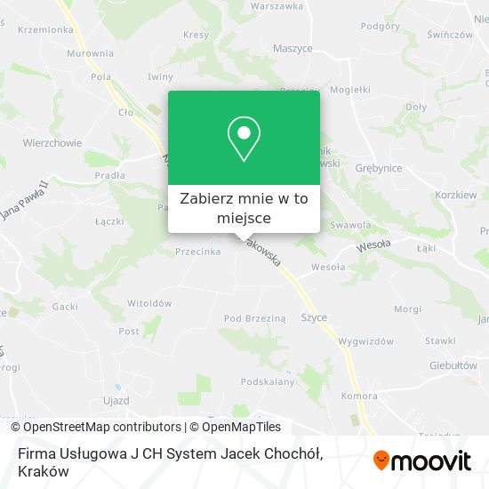 Mapa Firma Usługowa J CH System Jacek Chochół