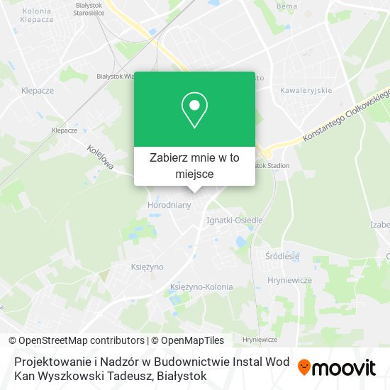 Mapa Projektowanie i Nadzór w Budownictwie Instal Wod Kan Wyszkowski Tadeusz