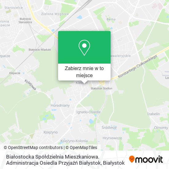 Mapa Białostocka Spółdzielnia Mieszkaniowa. Administracja Osiedla Przyjaźń Białystok