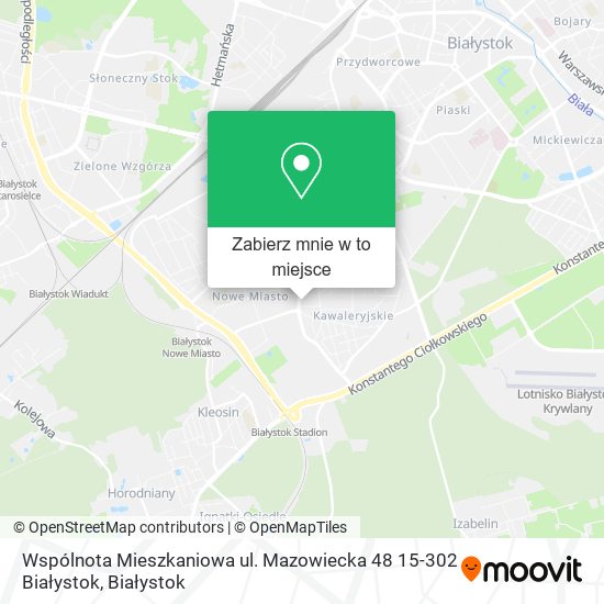 Mapa Wspólnota Mieszkaniowa ul. Mazowiecka 48 15-302 Białystok