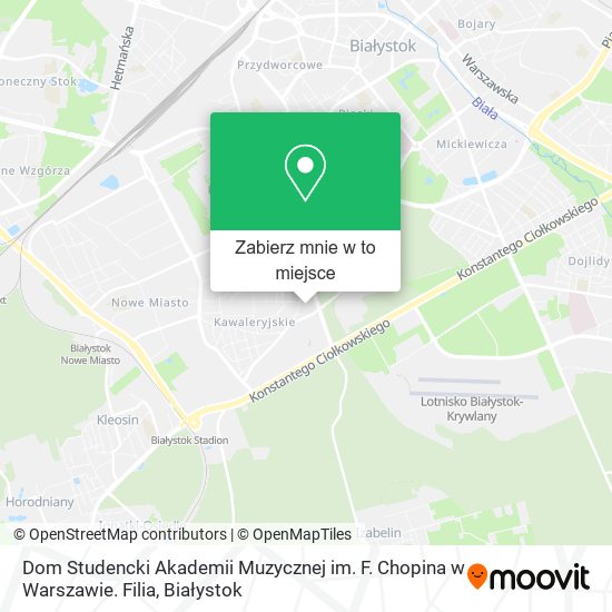 Mapa Dom Studencki Akademii Muzycznej im. F. Chopina w Warszawie. Filia