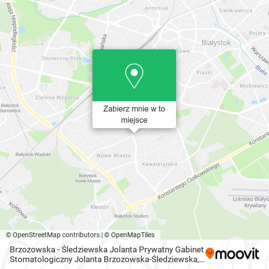 Mapa Brzozowska - Śledziewska Jolanta Prywatny Gabinet Stomatologiczny Jolanta Brzozowska-Śledziewska