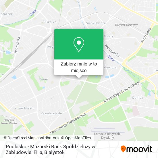 Mapa Podlasko - Mazurski Bank Spółdzielczy w Zabłudowie. Filia
