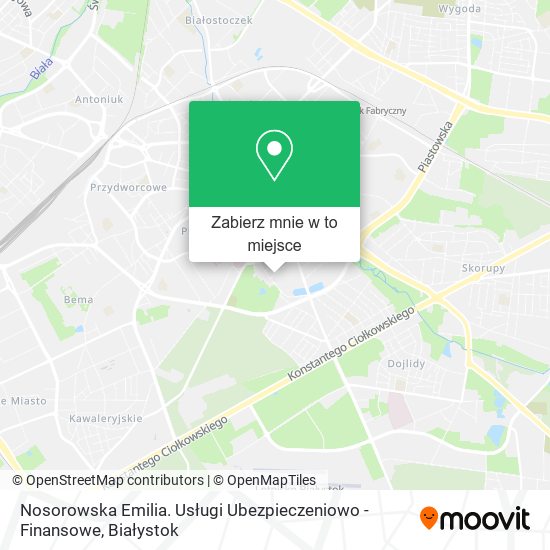 Mapa Nosorowska Emilia. Usługi Ubezpieczeniowo - Finansowe