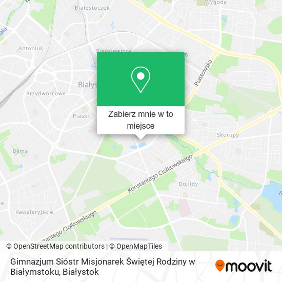 Mapa Gimnazjum Sióstr Misjonarek Świętej Rodziny w Białymstoku