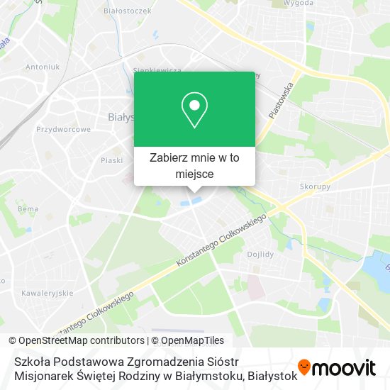 Mapa Szkoła Podstawowa Zgromadzenia Sióstr Misjonarek Świętej Rodziny w Białymstoku