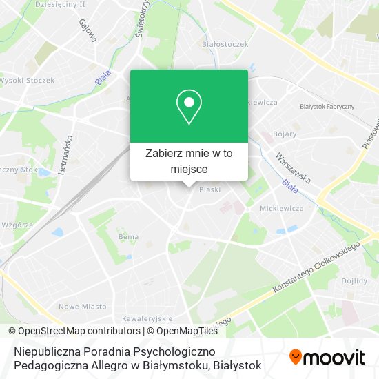 Mapa Niepubliczna Poradnia Psychologiczno Pedagogiczna Allegro w Białymstoku