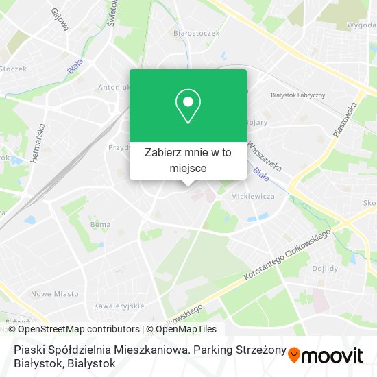 Mapa Piaski Spółdzielnia Mieszkaniowa. Parking Strzeżony Białystok