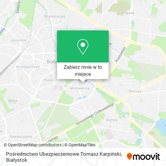 Mapa Pośrednictwo Ubezpieczeniowe Tomasz Karpiński