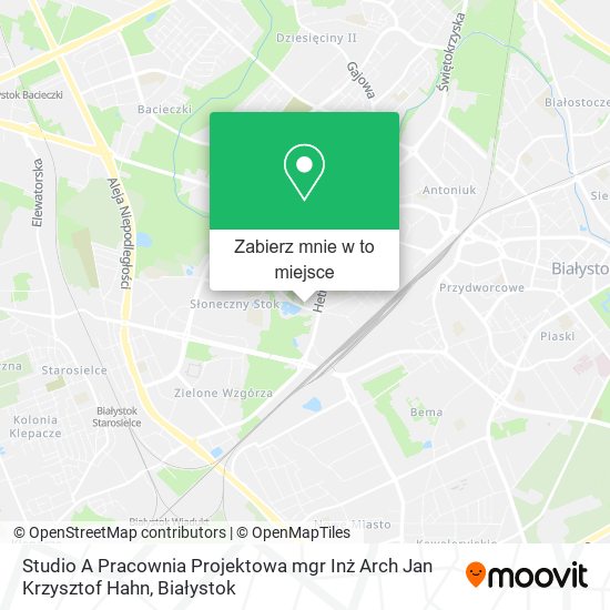 Mapa Studio A Pracownia Projektowa mgr Inż Arch Jan Krzysztof Hahn