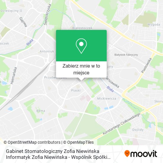 Mapa Gabinet Stomatologiczny Zofia Niewińska Informatyk Zofia Niewińska - Wspólnik Spółki Cywilnej
