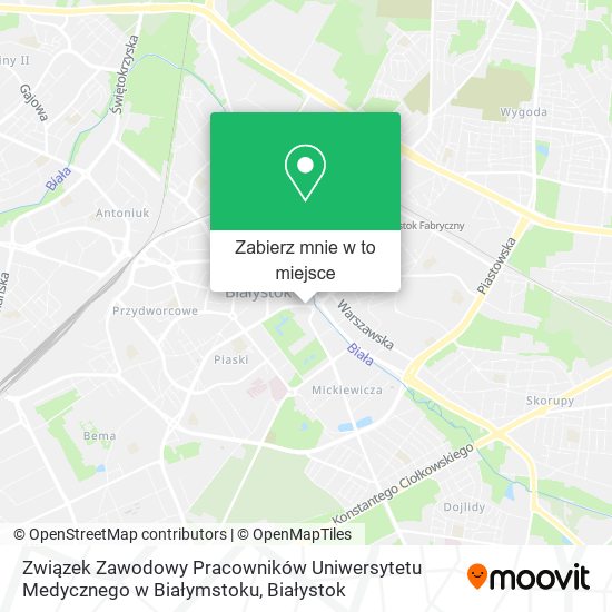Mapa Związek Zawodowy Pracowników Uniwersytetu Medycznego w Białymstoku