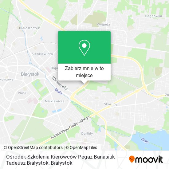 Mapa Ośrodek Szkolenia Kierowców Pegaz Banasiuk Tadeusz Białystok