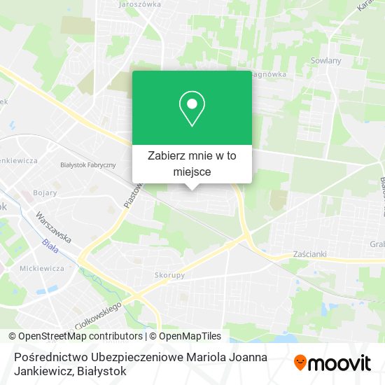 Mapa Pośrednictwo Ubezpieczeniowe Mariola Joanna Jankiewicz