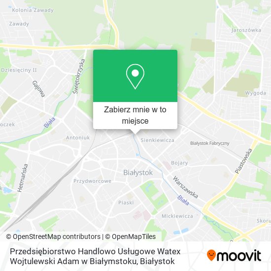 Mapa Przedsiębiorstwo Handlowo Usługowe Watex Wojtulewski Adam w Białymstoku