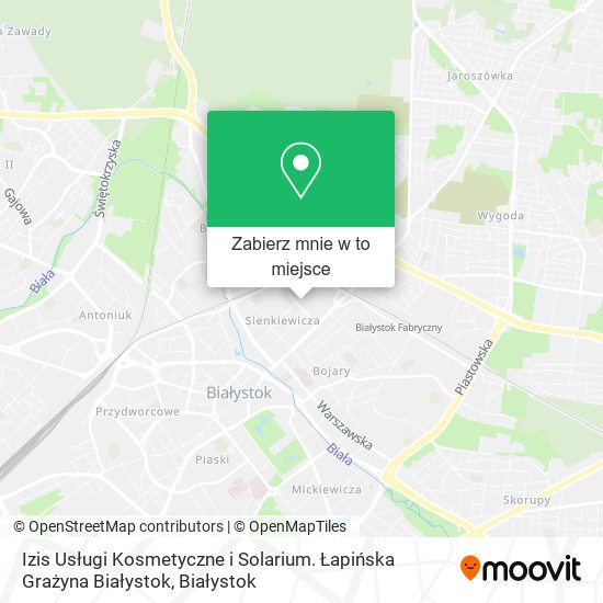 Mapa Izis Usługi Kosmetyczne i Solarium. Łapińska Grażyna Białystok