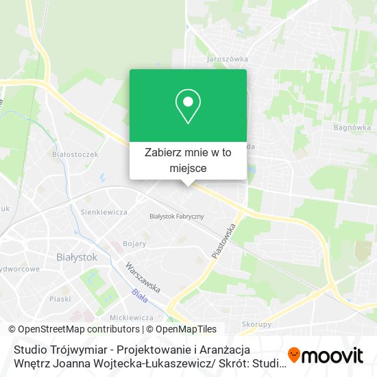 Mapa Studio Trójwymiar - Projektowanie i Aranżacja Wnętrz Joanna Wojtecka-Łukaszewicz/ Skrót: Studio Tró