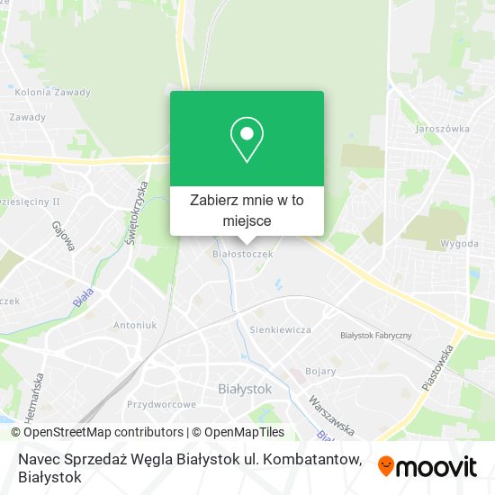 Mapa Navec Sprzedaż Węgla Białystok ul. Kombatantow