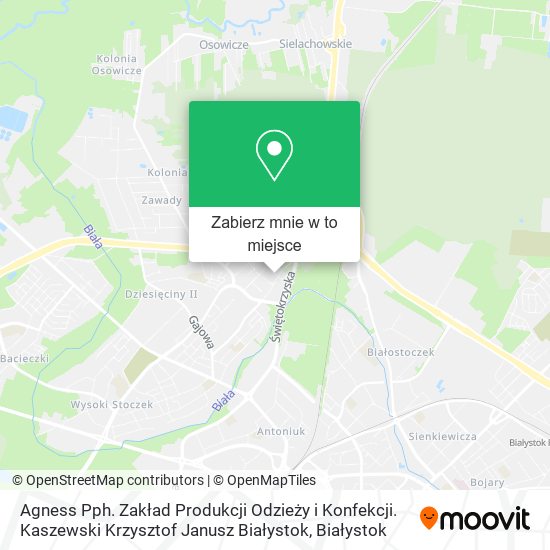 Mapa Agness Pph. Zakład Produkcji Odzieży i Konfekcji. Kaszewski Krzysztof Janusz Białystok