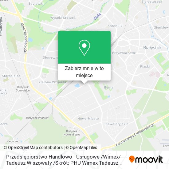 Mapa Przedsiębiorstwo Handlowo - Usługowe /Wimex/ Tadeusz Wiszowaty /Skrót: PHU Wimex Tadeusz Wiszowaty