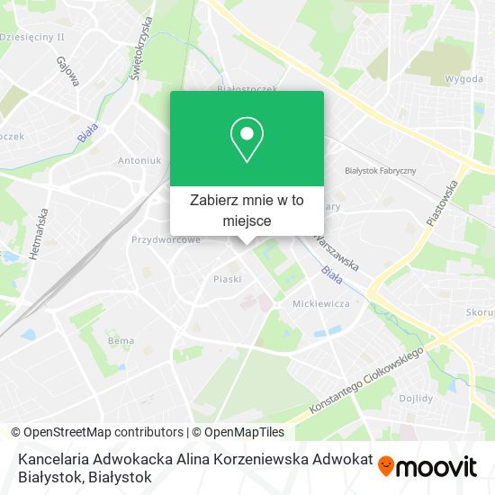 Mapa Kancelaria Adwokacka Alina Korzeniewska Adwokat Białystok