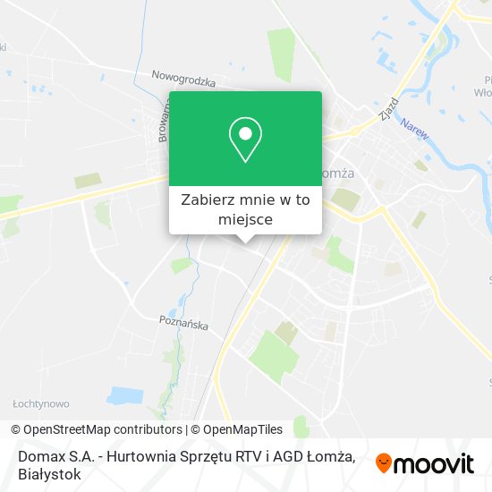 Mapa Domax S.A. - Hurtownia Sprzętu RTV i AGD Łomża