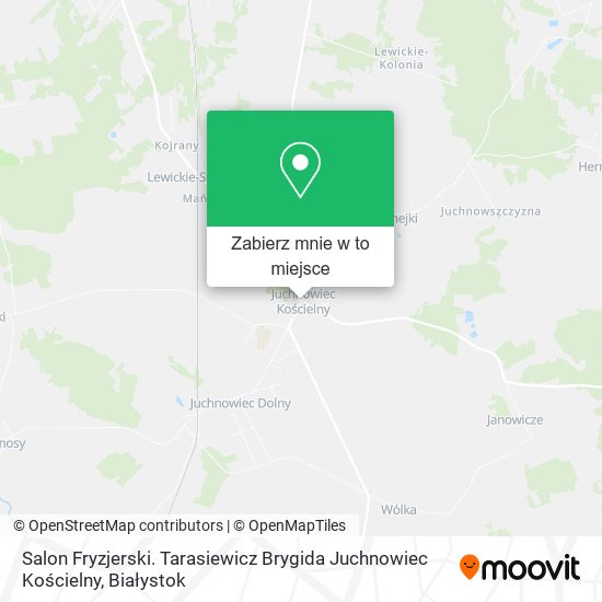 Mapa Salon Fryzjerski. Tarasiewicz Brygida Juchnowiec Kościelny