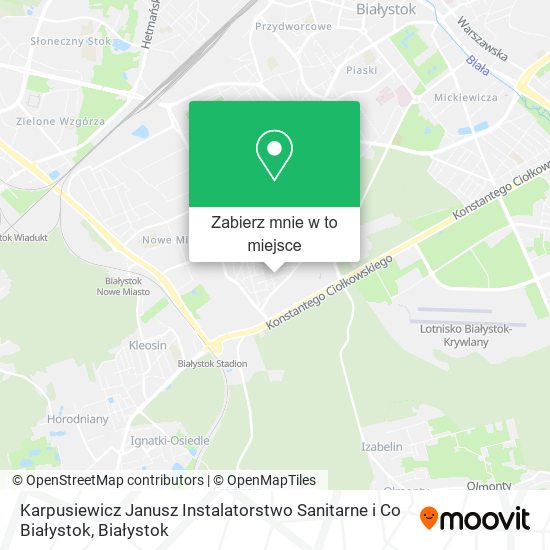 Mapa Karpusiewicz Janusz Instalatorstwo Sanitarne i Co Białystok