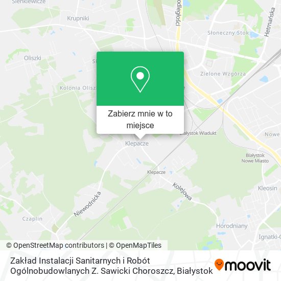 Mapa Zakład Instalacji Sanitarnych i Robót Ogólnobudowlanych Z. Sawicki Choroszcz