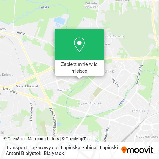 Mapa Transport Ciężarowy s.c. Łapińska Sabina i Łapiński Antoni Białystok