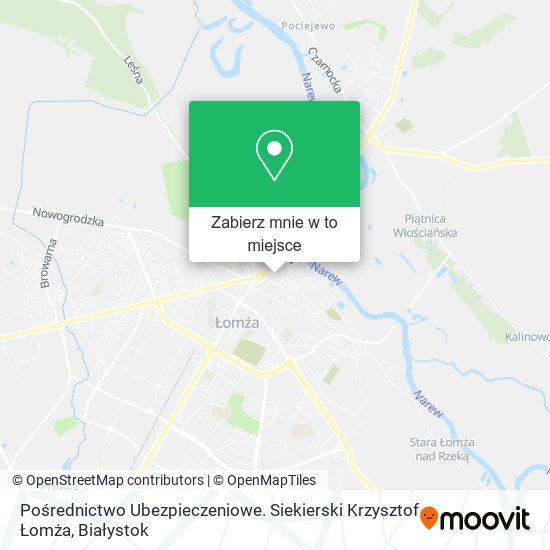 Mapa Pośrednictwo Ubezpieczeniowe. Siekierski Krzysztof Łomża