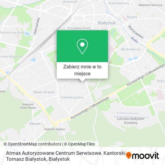 Mapa Atmax Autoryzowane Centrum Serwisowe. Kantorski Tomasz Białystok