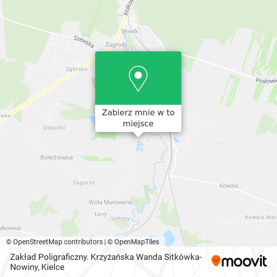Mapa Zakład Poligraficzny. Krzyżańska Wanda Sitkówka-Nowiny