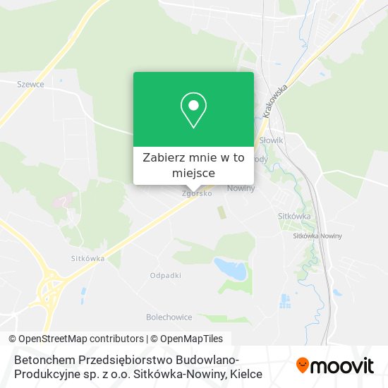 Mapa Betonchem Przedsiębiorstwo Budowlano-Produkcyjne sp. z o.o. Sitkówka-Nowiny