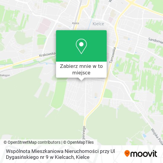 Mapa Wspólnota Mieszkaniowa Nieruchomości przy Ul Dygasińskiego nr 9 w Kielcach