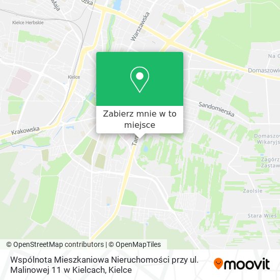 Mapa Wspólnota Mieszkaniowa Nieruchomości przy ul. Malinowej 11 w Kielcach