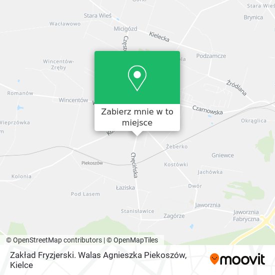 Mapa Zakład Fryzjerski. Walas Agnieszka Piekoszów