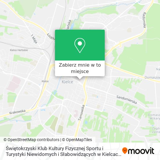 Mapa Świętokrzyski Klub Kultury Fizycznej Sportu i Turystyki Niewidomych i Słabowidzących w Kielcach
