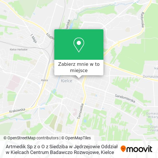 Mapa Artmedik Sp z o O z Siedziba w Jędrzejowie Oddział w Kielcach Centrum Badawczo Rozwojowe