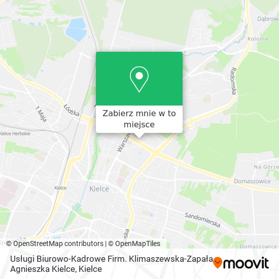Mapa Usługi Biurowo-Kadrowe Firm. Klimaszewska-Zapała Agnieszka Kielce