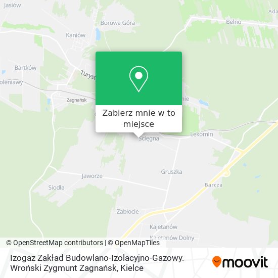 Mapa Izogaz Zakład Budowlano-Izolacyjno-Gazowy. Wroński Zygmunt Zagnańsk