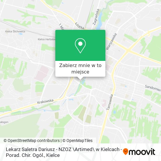 Mapa Lekarz Saletra Dariusz - NZOZ \Artimed\ w Kielcach - Porad. Chir. Ogól.
