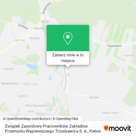 Mapa Związek Zawodowy Pracowników Zakładów Przemysłu Wapienniczego Trzuskawica S. A.