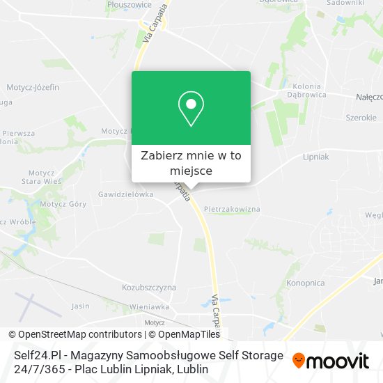 Mapa Self24.Pl - Magazyny Samoobsługowe Self Storage 24 / 7/365 - Plac Lublin Lipniak