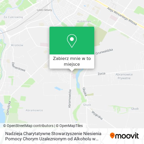 Mapa Nadzieja Charytatywne Stowarzyszenie Niesienia Pomocy Chorym Uzaleznionym od Alkoholu w Lublinie