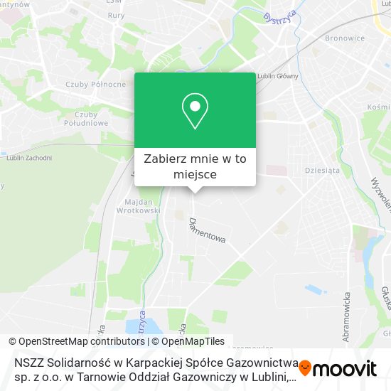 Mapa NSZZ Solidarność w Karpackiej Spółce Gazownictwa sp. z o.o. w Tarnowie Oddział Gazowniczy w Lublini