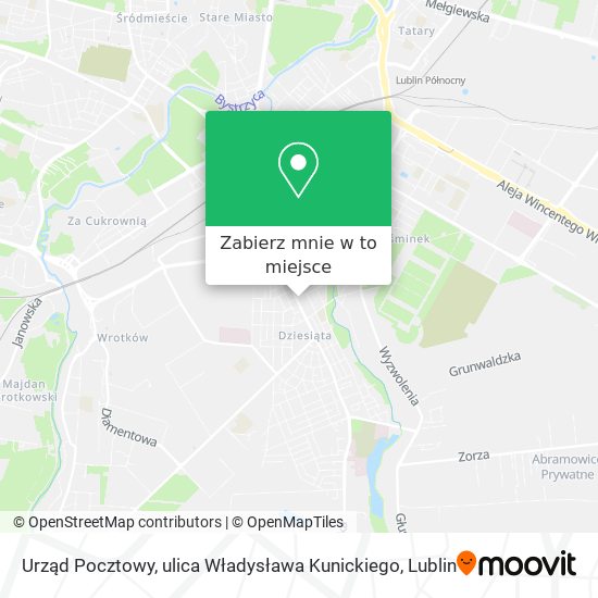 Mapa Urząd Pocztowy, ulica Władysława Kunickiego