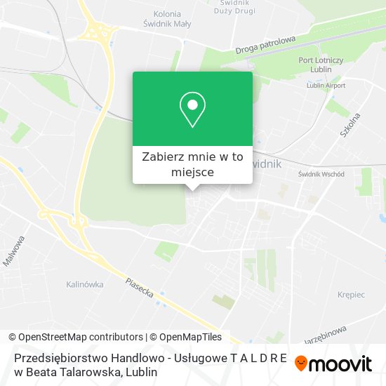Mapa Przedsiębiorstwo Handlowo - Usługowe T A L D R E w Beata Talarowska